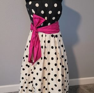 Eliza JBlack/Ivory/Cobalt Pink Print Faille A-line Gown Formal Dress